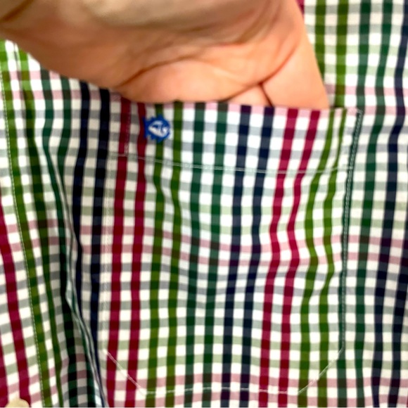 Southern Tide Shirt Button Down Collar Long Sleeve Plaid Breast pocket Red Green - Picture 4 of 9